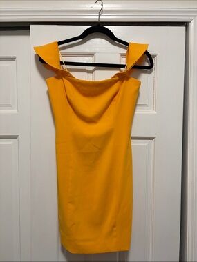JAYGODFREY Yellow Off-Shoulder Mini Dress